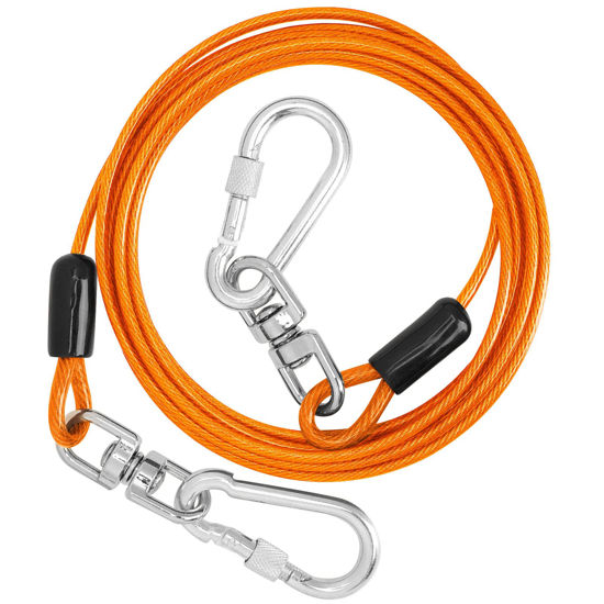 Picture of jenico Dog Tie Out Cable - 150 FT Dog Runner Cable with Swivel Hook, Dog Leash Run Tether for Yard Outdoor and Camping, Rust- Proof Training Line for Small to Medium Pets Up to 500 LBS