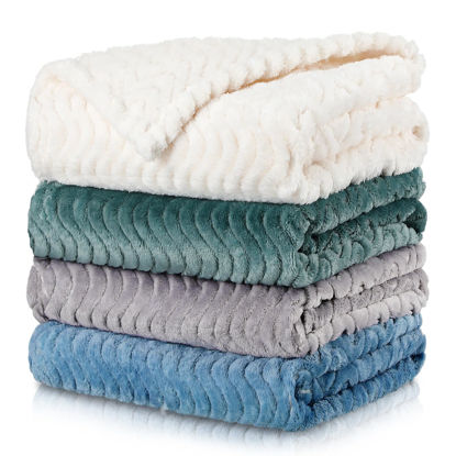 Picture of Frienda 4 Pcs Baby Fuzzy Blanket Fluffy Baby Blanket for Boys Girls Soft Warm Baby Receiving Blankets Nursery Bed Blanket Toddler Infant Newborn Receiving Blanket, 32 x 24 Inch (Light Color)