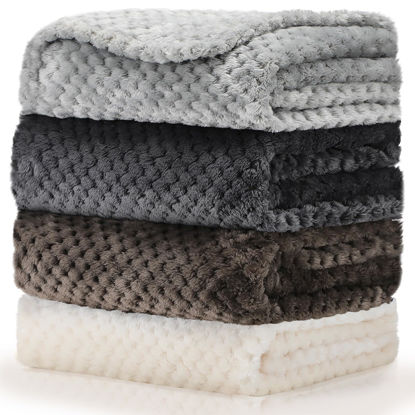 Picture of Frienda 4 Pcs Baby Fuzzy Blanket Fluffy Baby Blanket for Boys Girls Soft Warm Baby Receiving Blankets Nursery Bed Blanket Toddler Infant Newborn Receiving Blanket, 32 x 24 Inch (Grey Color)