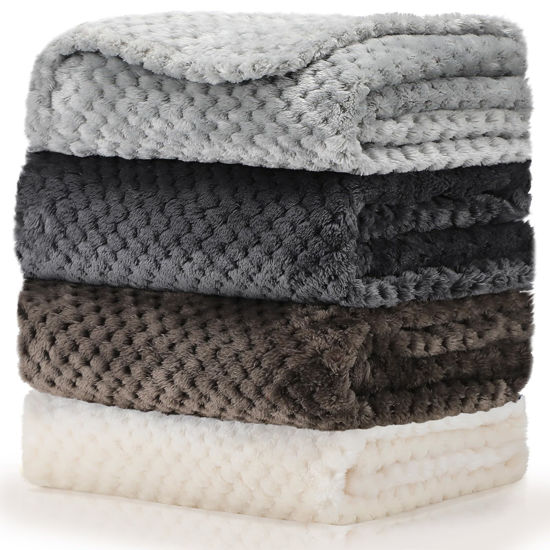 Picture of Frienda 4 Pcs Baby Fuzzy Blanket Fluffy Baby Blanket for Boys Girls Soft Warm Baby Receiving Blankets Nursery Bed Blanket Toddler Infant Newborn Receiving Blanket, 32 x 24 Inch (Grey Color)