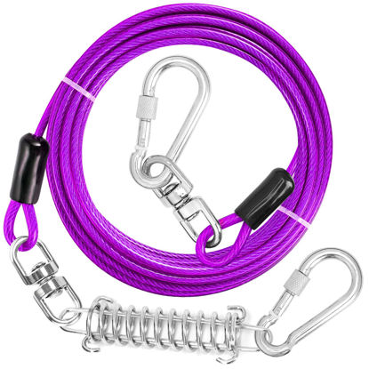 Picture of jenico Dog Tie Out Cable - 100 FT Dog Runner Cable with Swivel Hook, Dog Leash Run Tether for Yard Outdoor and Camping, Rust- Proof Training Line for Small to Medium Pets Up to 500 LBS