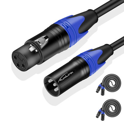 Picture of AuxLink XLR Cable 50ft 2 Pack, XLR Microphone Cable Male to Female, Balanced XLR Cable Suitable for Preambles, Speaker Systems, Radio Station and More