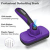 Picture of Dipoo Self Cleaning Cat & Dog Grooming Brush - Skin Friendly Deshedding Hair Brush for Haired Dogs & Puppies, Purple