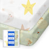 Picture of TotBasic Cloud-Like Soft Pack N Play Sheets - Compatible with Graco, 4moms, Dream On Me, Baby Trend and Other 27 X 39/24 X 38 Inch Playard Mattress Pad, Jersey Knit Cotton, 2 Pack (Planet & Moon)