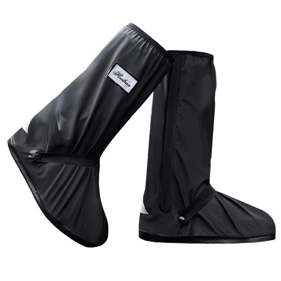 Picture of USHTH Black Waterproof Rain Boot Shoe Cover with Reflector (1 Pair) (Small)