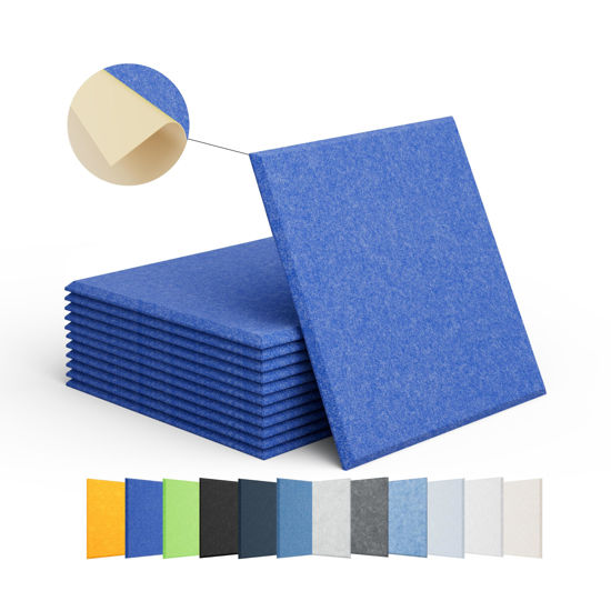 Picture of Amantech 12 Pack Acoustic Panels Self Adhesive Sound Proof Foam, High Density Sound Acoustic Panel, 12X12X0.4 Inch Square Panels in Home, Office, Reccording Room, Studio,and more(Telecom Blue)