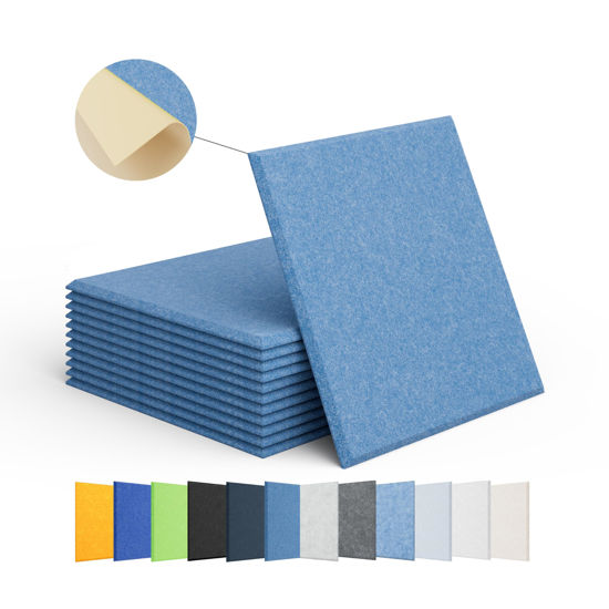Picture of Amantech 12 Pack Acoustic Panels Self Adhesive Sound Proof Foam, High Density Sound Acoustic Panel, 12X12X0.4 Inch Square Panels in Home, Office, Reccording Room, Studio,and more(Sky Blue)