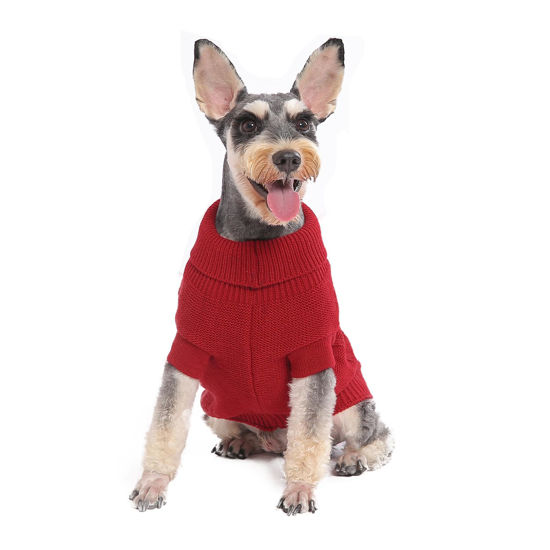 Picture of MengMengDa Dog Warm Christmas Winter Sweater Pet Dog Clothes Dog Knitwear for Medium to Large Dog for Corgi, West Highland,Schnauzer,Border Collie,Dog Outfits (Red-XL)