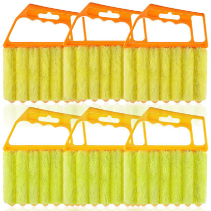Picture of AOCEAN 6 Pcs Blind Cleaner Duster Tool 7-Finger Dusting Cleaner Tool for Window & Air Conditioner Handheld Mini Duster Brush for Wood Blinds Dust Dirt