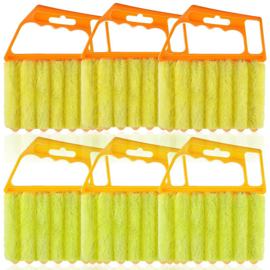 Picture of AOCEAN 6 Pcs Blind Cleaner Duster Tool 7-Finger Dusting Cleaner Tool for Window & Air Conditioner Handheld Mini Duster Brush for Wood Blinds Dust Dirt