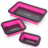 Picture of Collapsible Magnetic Parts Tray Set - 3 Different Size Tool Trays for Screw, Bolts, Nuts, Washers, Pins and Other Small Metal Parts, Mechanic Tool Gifts for Men - Pink