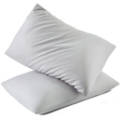 Picture of TILLYOU Toddler Pillowcase 2 Pack with Envelope Closure,13" x 18" Silky Soft Microfiber Travel Pillow Case Kids Pillowcases for Boys and Girls,Gray