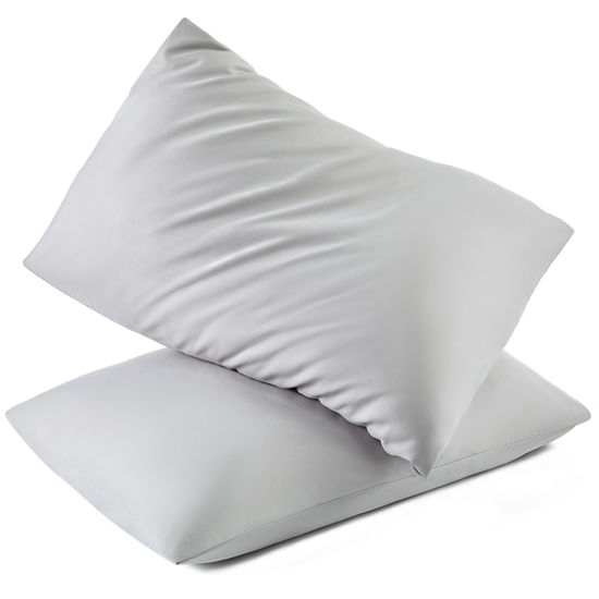 Picture of TILLYOU Toddler Pillowcase 2 Pack with Envelope Closure,13" x 18" Silky Soft Microfiber Travel Pillow Case Kids Pillowcases for Boys and Girls,Gray