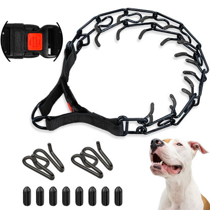 Picture of Supet No Pull Dog Training Collar, Adjustable Dog Training Collar with Buckle for Small Medium Large Dogs(Packed with One Extra Links) (S (Neck: 14"-16'' Weight: Around 35 lbs), Black)