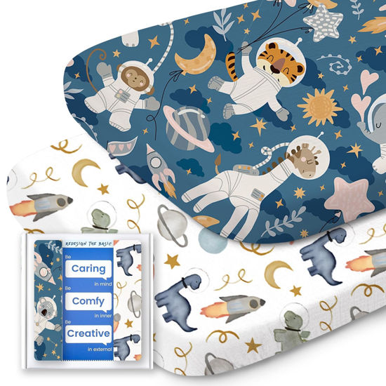 Picture of Bassinet Sheets for Baby Boy Girl, TotBasic Buttery Soft Universal Bassinet Fitted Sheet, Compatible with Halo, Mika Micky, Baby Delight, Dream On Me, Maxi COSI & More Bassinet Mattress