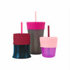 Picture of Boon Snug Silicone Sippy Cup Lids and Straws - Includes 3 Lids and 3 Straws - Convert Any Kids Cups or Toddler Cups into Straw Sippy Cups - Toddler Feeding Supplies and Travel Essentials - Pink