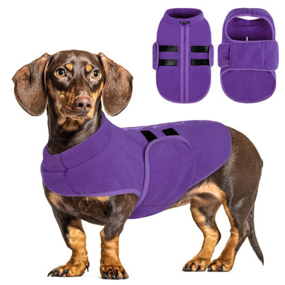 Picture of Queenmore XXS Dog Sweaters, Soft Fleece Vest Pullover Dog Jacket with Leash Hole, Warm Winter Dog Clothes Cold Weather Doggy Dachshund Sweater for Small Dogs Cats Boy or Girl (Lavender, XXS)