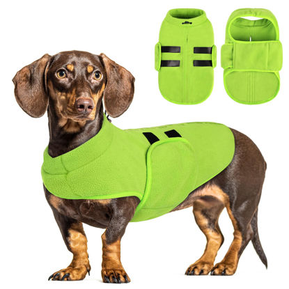 Picture of Queenmore XXS Dog Sweaters, Soft Fleece Vest Pullover Dog Jacket with Leash Hole, Warm Winter Dog Clothes Cold Weather Doggy Dachshund Sweater for Small Dogs Cats Boy or Girl (Green, XXS)