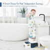 Picture of Forbena Toddler Step Stool for Bathroom Sink, Two Step Stool for Kids Toilet Potty Training, Toddlers Baby Child Kid Plastic Poop Stools with Handles for Kitchen Counter Bed (Navy Blue-Yellow)