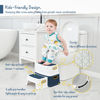 Picture of Forbena Toddler Step Stool for Bathroom Sink, Two Step Stool for Kids Toilet Potty Training, Toddlers Baby Child Kid Plastic Poop Stools with Handles for Kitchen Counter Bed (Navy Blue-Yellow)