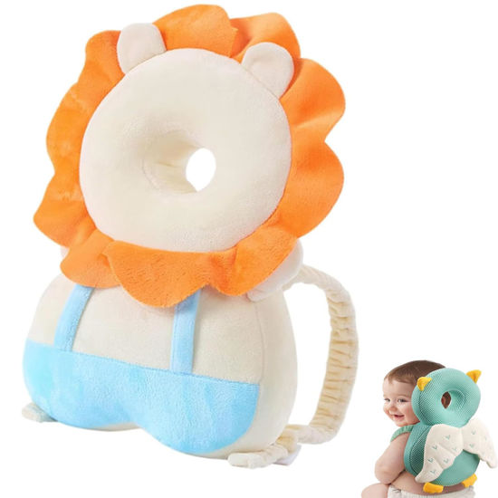 Picture of Baby Walker Head Protector Backpack Wear,Toddler Adjustable Baby Head Protection, Safety Pad Backpack for 5-24 Months Baby Learning Walking Crawling,Baby Head Protection Pad (Lion)