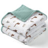 Picture of Lulu moon Muslin Baby Blanket - Cotton Quilt Blankets for Toddlers - Reversible Nursery Crib Blanket for Baby Boys and Girls 47"x47"(Sage Dinosaur)