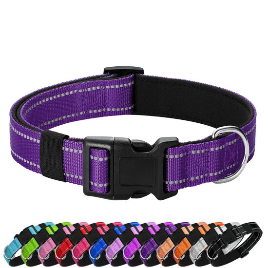 Picture of PenSeepet Reflective Dog Collar Padded with Soft Neoprene Breathable Quick Release Basic Dog Collars for Large Dogs Purple Girl