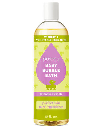 Picture of Puracy Bubble Bath for Children, Gently Scented with Real Lavender & Vanilla, 98.75% Natural Baby Bubble Bath, Plant-Based Moisturizers for All Skin Types, Tear-Free for Daily Use, 12 Fl Oz