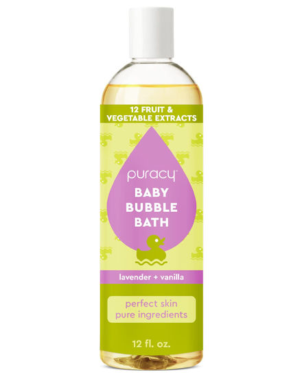 Picture of Puracy Bubble Bath for Children, Gently Scented with Real Lavender & Vanilla, 98.75% Natural Baby Bubble Bath, Plant-Based Moisturizers for All Skin Types, Tear-Free for Daily Use, 12 Fl Oz