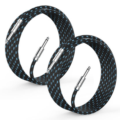 Picture of Sovvid 2 Pack Guitar Cable 10ft - Straight Instrument Cable Quarter Inch Cable Electric Guitar Cord 1/4 Guitar Cables Guitar Amp Cord for Guitar Bass Keyboard and Pro Audio (Black+Blue)