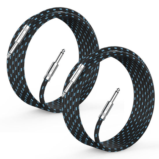 Picture of Sovvid 2 Pack Guitar Cable 10ft - Straight Instrument Cable Quarter Inch Cable Electric Guitar Cord 1/4 Guitar Cables Guitar Amp Cord for Guitar Bass Keyboard and Pro Audio (Black+Blue)