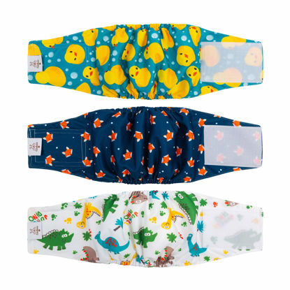 Picture of CuteBone Belly Wrap Male Dog Washable Puppy Diapers Reusable Doggie Diapers Small 3pcs a Pack DM02S