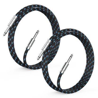 Picture of Sovvid 2 Pack Guitar Cable 6ft - Straight Instrument Cable Quarter Inch Cable Electric Guitar Cord 1/4 Guitar Cables Guitar Amp Cord for Guitar Bass Keyboard and Pro Audio (Black+Blue)