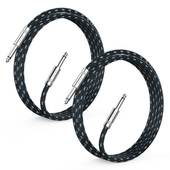 Picture of Sovvid 2 Pack Guitar Cable 6ft - Straight Instrument Cable Quarter Inch Cable Electric Guitar Cord 1/4 Guitar Cables Guitar Amp Cord for Guitar Bass Keyboard and Pro Audio (Black+Blue)