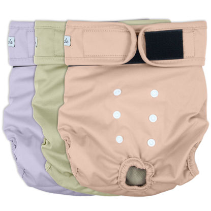 Picture of Grecle Washable Female Dog Diapers - Premium Reusable Diapers for Doggie in Heat - Highly Absorbent Dog Diapers Female for Pet Incontinence with Adjustable Snaps Pink, S