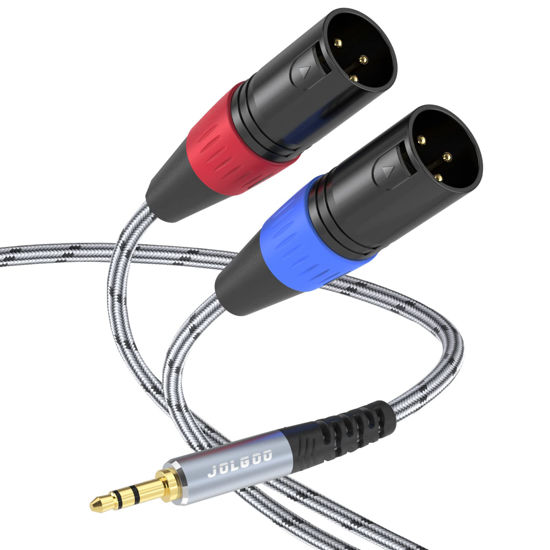 Picture of JOLGOO 3.5 mm TRS to Dual XLR Male Pro Stereo Breakout Cable, 1/8" TRS Stereo to 2 XLR Male Y Splitter Patch Microphone Cable, 15 Feet