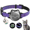 Picture of Waterproof Airtag Cat Collar, Breakaway Cat Airtag Collar with Luminous & Reflective Pattern Strap, Lightweight Kitten Collar for Apple Air tag, Hidden Holder for GPS Tracker - Cats, Kittens (9-13")