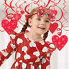 Picture of YanJie Nylon Valentines Bows for Baby Girls Red Heart Bow Headband Newborn Toddler Infant Hot Pink Hair Bow Valentines Day Headband Hair Accessories