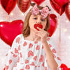 Picture of YanJie Nylon Valentines Bows for Baby Girls Red Heart Bow Headband Newborn Toddler Infant Hot Pink Hair Bow Valentines Day Headband Hair Accessories