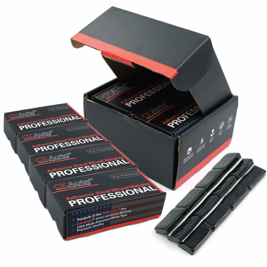 Picture of CKAuto 4 Boxes, 288Pcs, 1oz, Black, Adhesive Stick on Wheel Weights, EasyPeel Tape, 72 oz/Box, US Quality