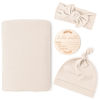 Picture of Konssy Baby Girl Newborn Receiving Blanket with Matching Headband and Beanie Set Baby Swaddle Nursery Swaddle Wrap