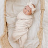 Picture of Konssy Baby Girl Newborn Receiving Blanket with Matching Headband and Beanie Set Baby Swaddle Nursery Swaddle Wrap