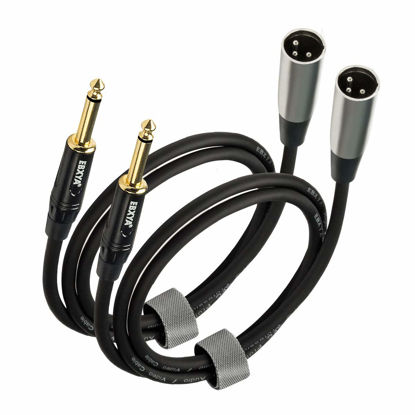 Picture of EBXYA 1/4'' TS Mono Guitar to XLR Male Unbalanced Cable 3 Ft, 6.35 Jack to XLR Cable, 2 Packs