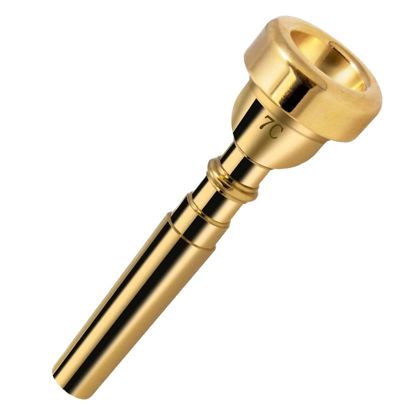 Picture of Cheerock 7C Trumpet Mouthpiece Brass Trumpet Mouthpiece Gold Plated Trumpet Mouthpiece Compatible with Beginners and Professionals Trumpet Accessories