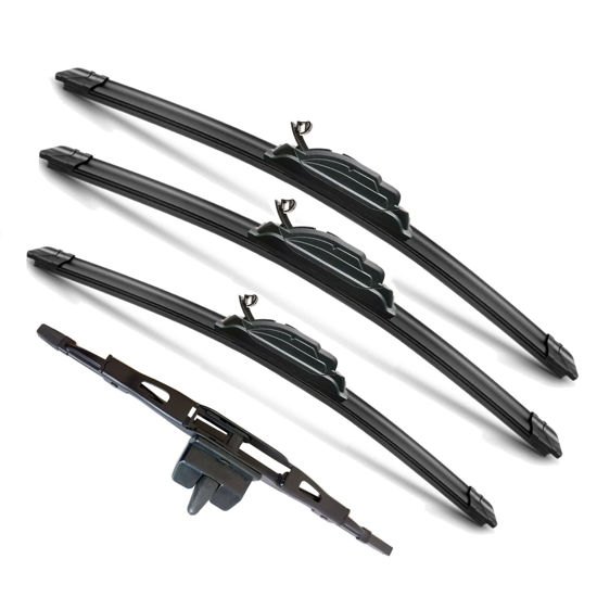 Picture of JustCar 4 wipers Replacement for Toyota FJ Cruiser 2007 2008 2009 2010 2011 2012 2013 2014, Windshield Wiper Blades Original Equipment Replacement - 16"/14"/14"/10"(Set of 3) U/J HOOK