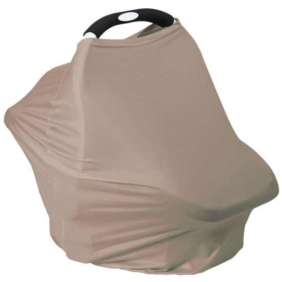 Picture of Breathable Car Seat Cover for Babies - Multi-Purpose Soft Rayon Nursing Cover for Breastfeeding, High Stretchy Infant Carseat Canopy, Stroller Cover (Mocha Natural)