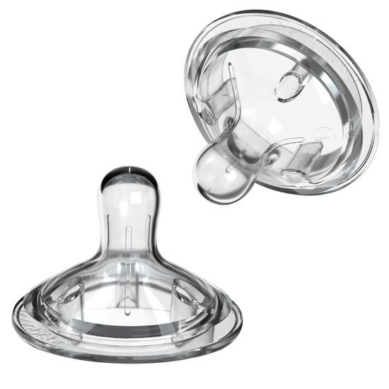 Picture of Nanobebe Nipples Baby Bottle Nipples, Silicone Nipple, Triple Vented, Ready to Use, 2-Pack, Fast Flow