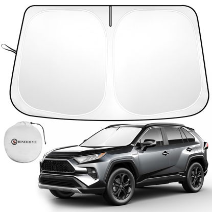 Picture of SHINEHOME 2024 Upgrade Front Windshield Sun Shade Foldable RAV4 Sunshade for 2019-2024 RAV4 RAV-4 SUV Crossover, TRD Off-Road, LE XLE Premium Limited Front Window Sunshade Accessories