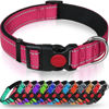 Picture of Taglory Reflective Dog Collar with Safety Locking Buckle, Adjustable Nylon Pet Collars for Small Dogs Female Male, 3/4 inch Wide, S, Hot Pink