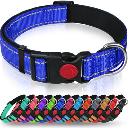 Picture of Taglory Reflective Dog Collar with Safety Locking Buckle, Adjustable Nylon Pet Collars for Extra Large Dogs Female Male, Navy Blue, XL